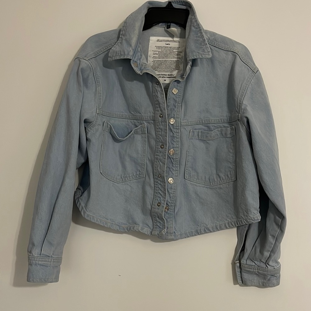 H&M jean cropped oversized jacket size small